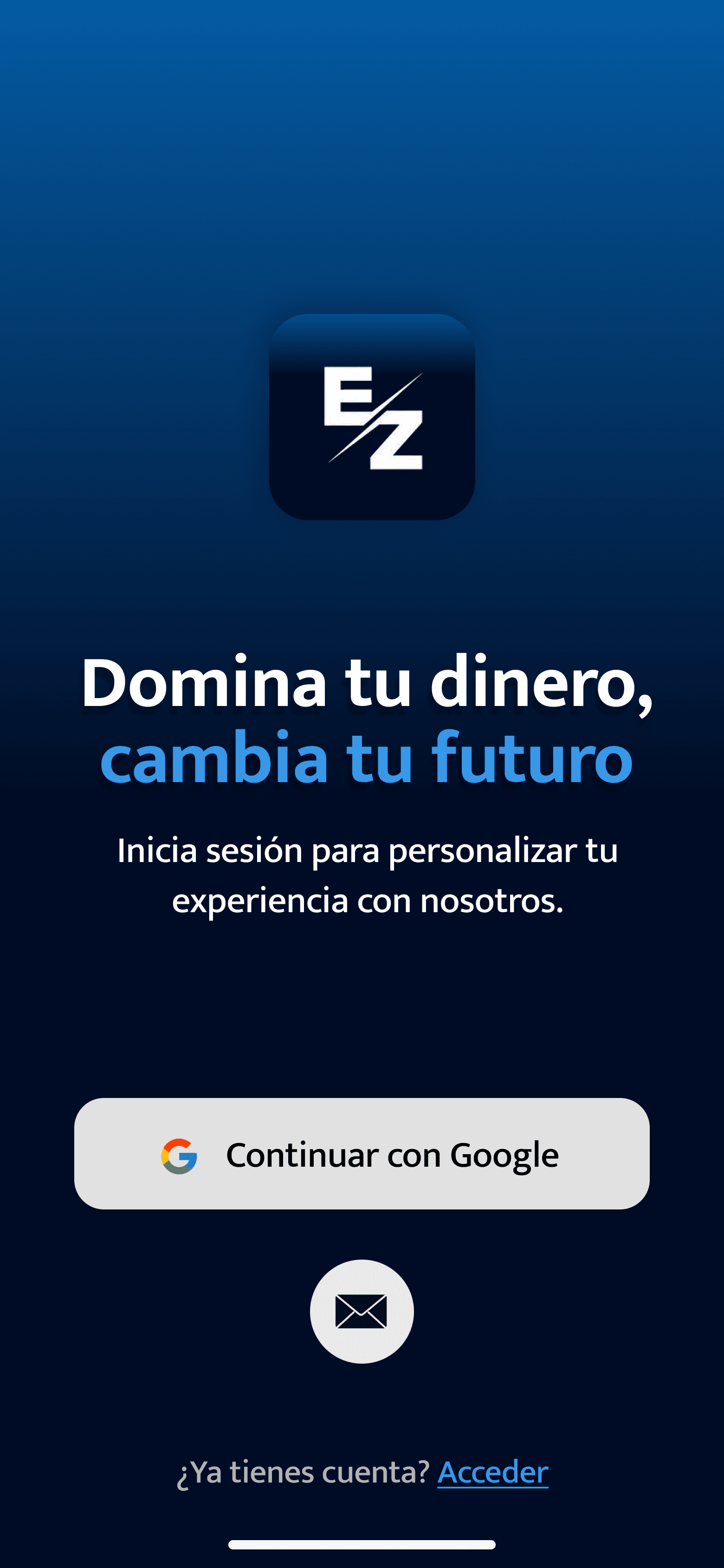 Pantalla de inicio de sesión de EZ